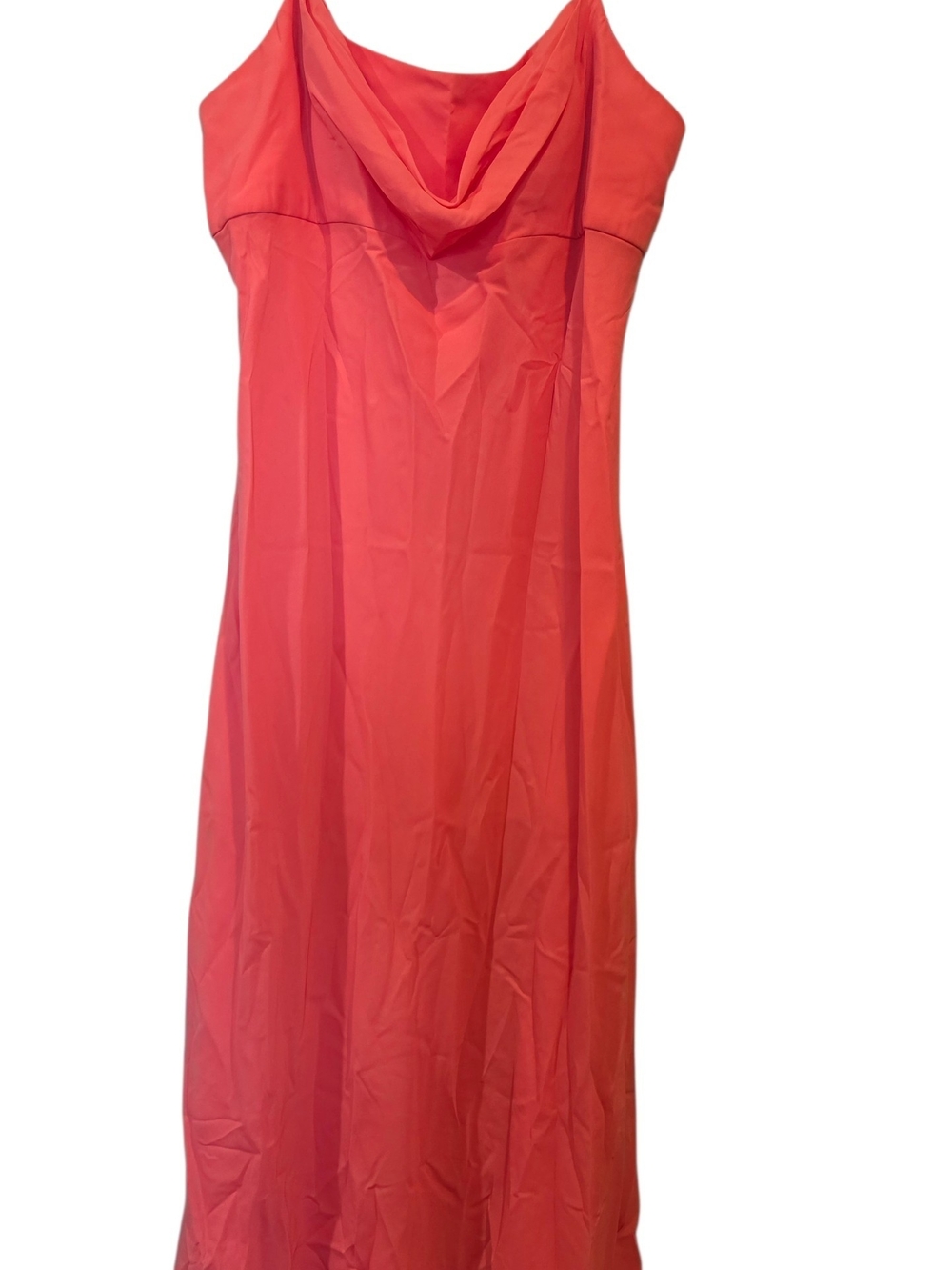Y2K Babydoll Gown Orange Drape Neck Slip Spaghetti Strap Formal Maxi Dress Sz 22